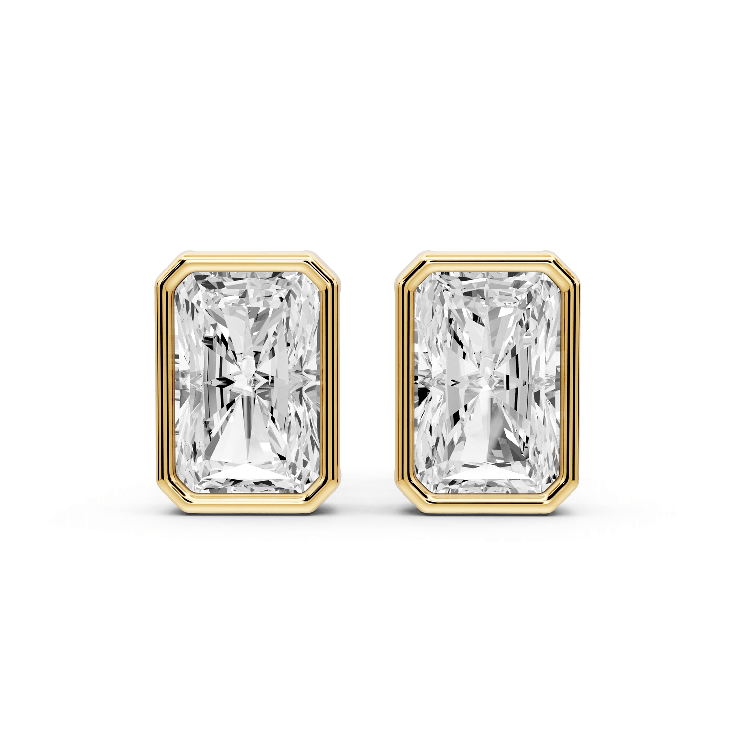 Noa - 3ct 14k yellow gold Radiant - Cut Diamond Stud Earrings - Mr. Alex Jewelry