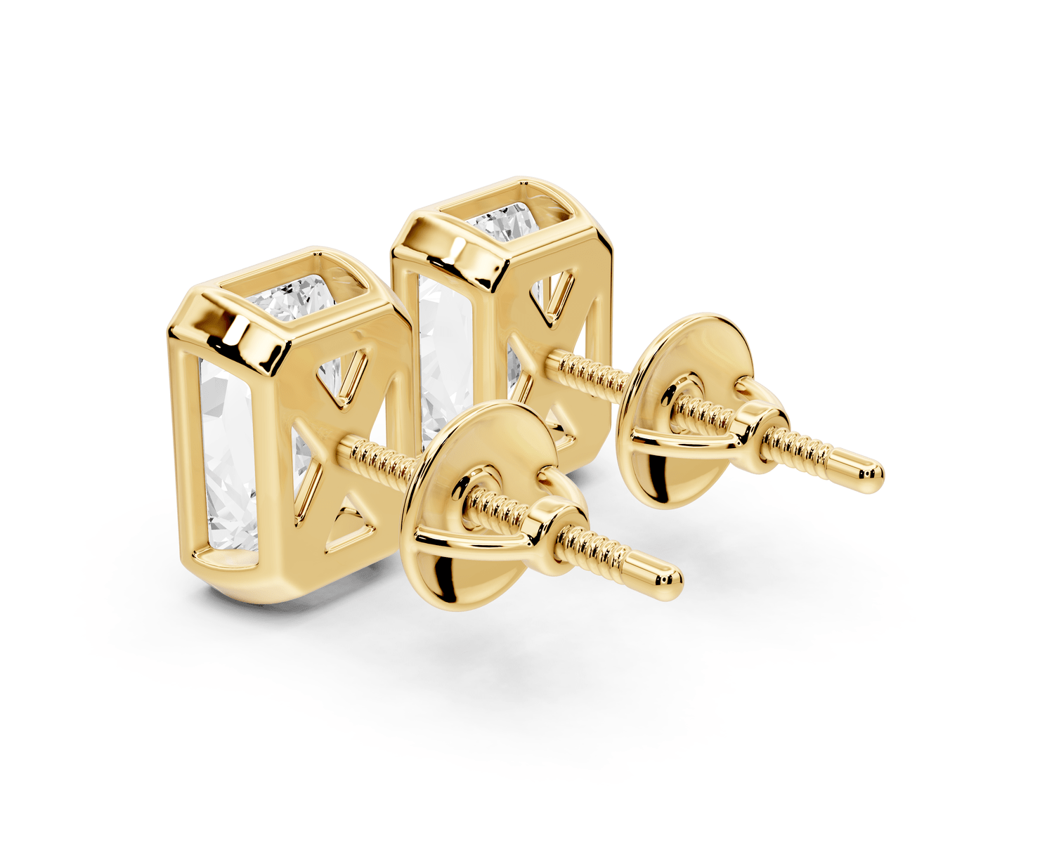 Noa - 3ct 14k yellow gold Radiant - Cut Diamond Stud Earrings - Mr. Alex Jewelry