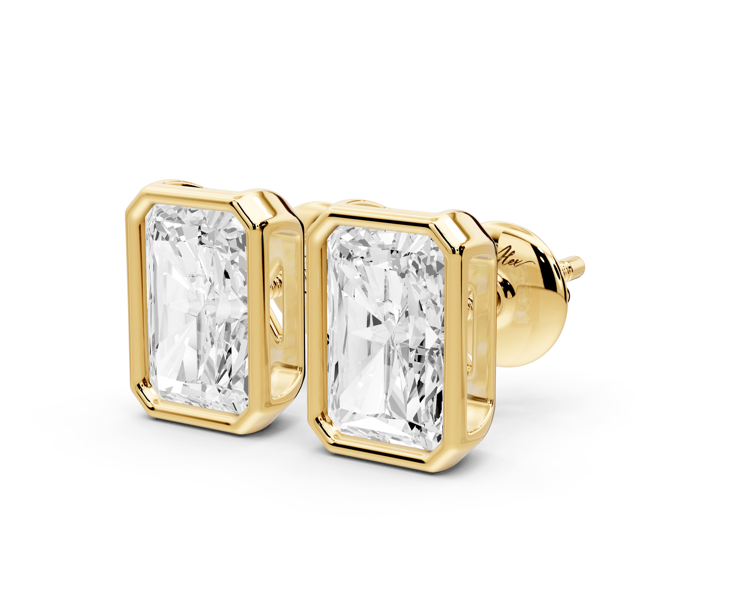 Noa - 3ct 14k yellow gold Radiant - Cut Diamond Stud Earrings - Mr. Alex Jewelry