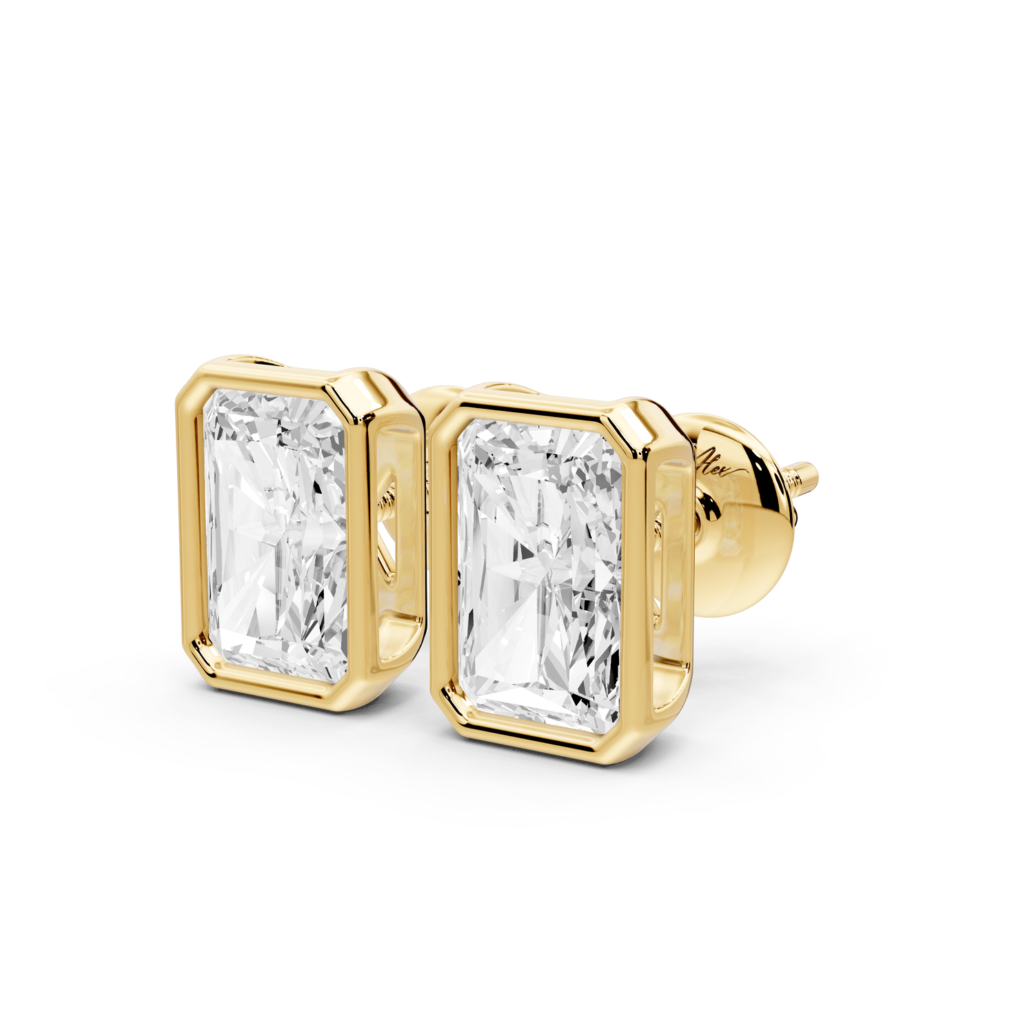 Noa - 3ct 14k yellow gold Radiant - Cut Diamond Stud Earrings - Mr. Alex Jewelry