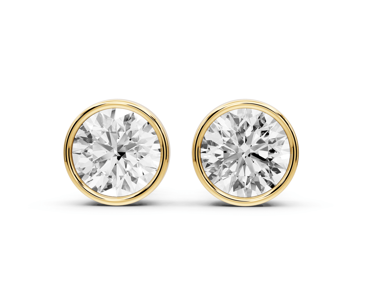 Noa - 3ct 14k yellow gold Round - Cut Diamond Stud Earrings - Mr. Alex Jewelry