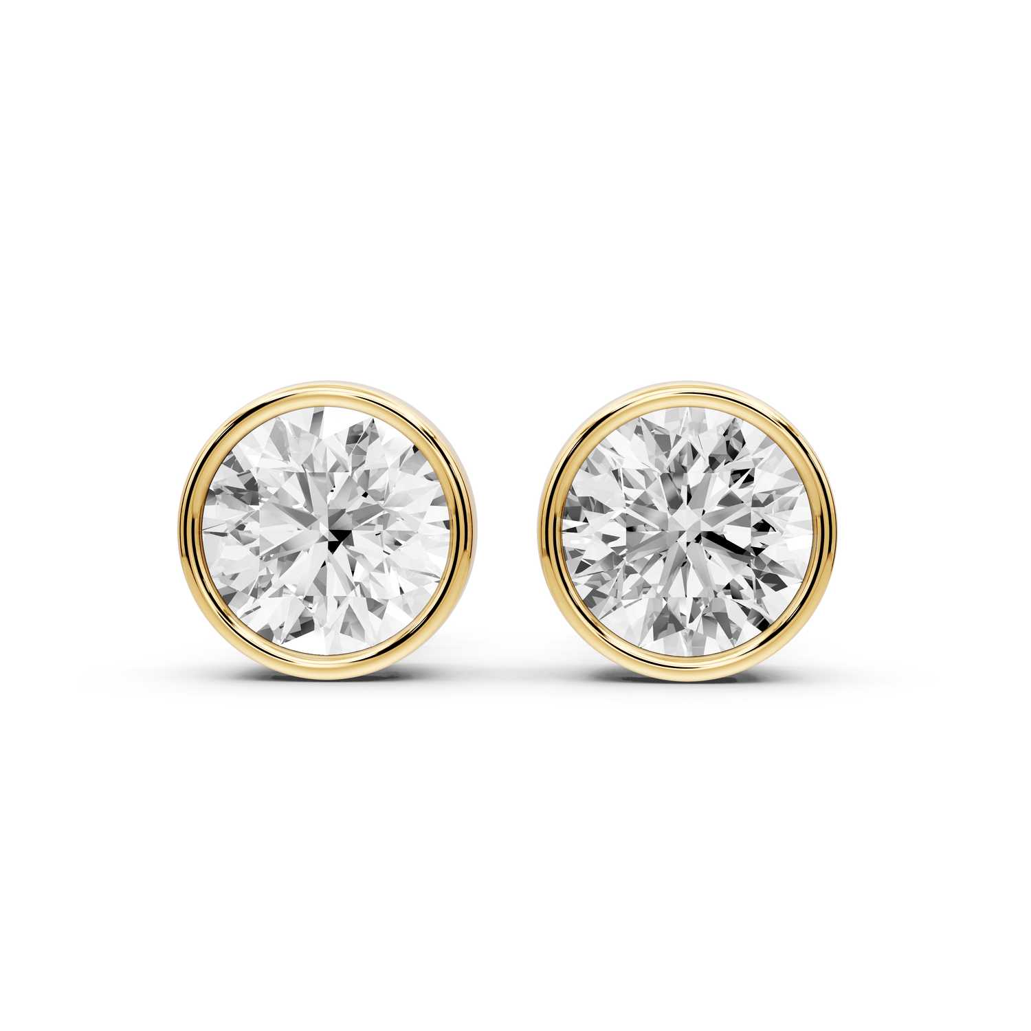 Noa - 3ct 14k yellow gold Round - Cut Diamond Stud Earrings - Mr. Alex Jewelry