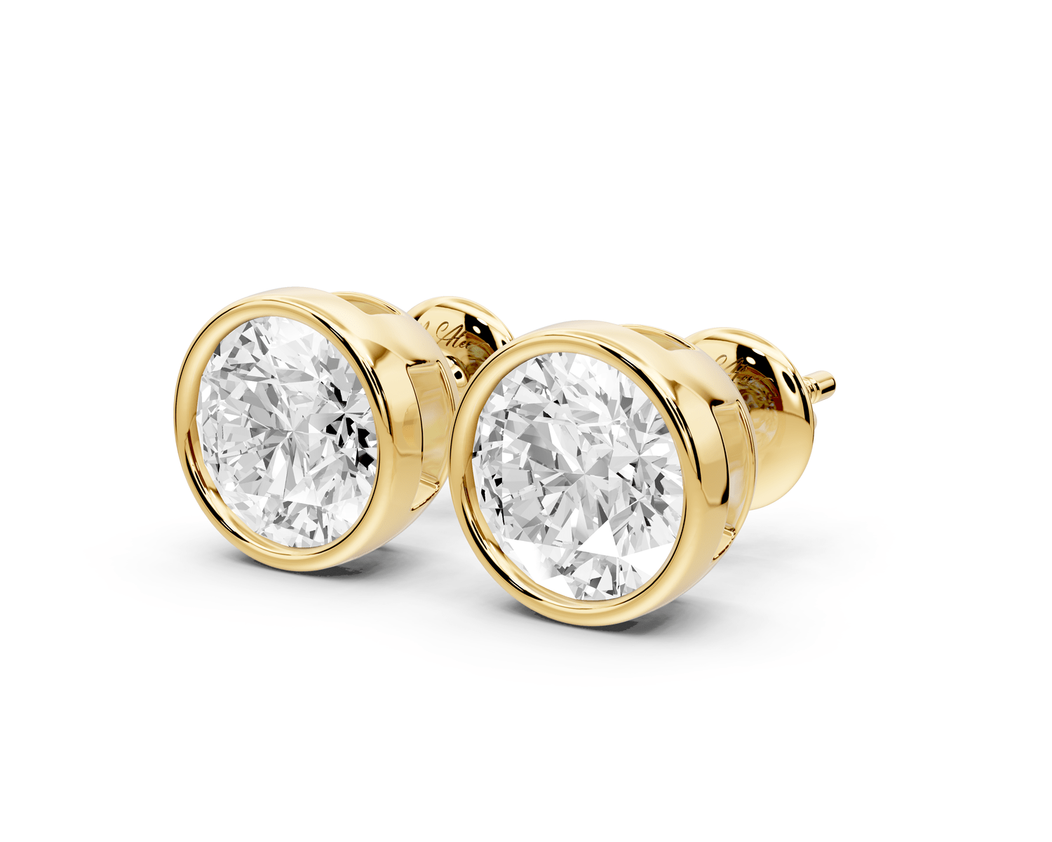 Noa - 3ct 14k yellow gold Round - Cut Diamond Stud Earrings - Mr. Alex Jewelry