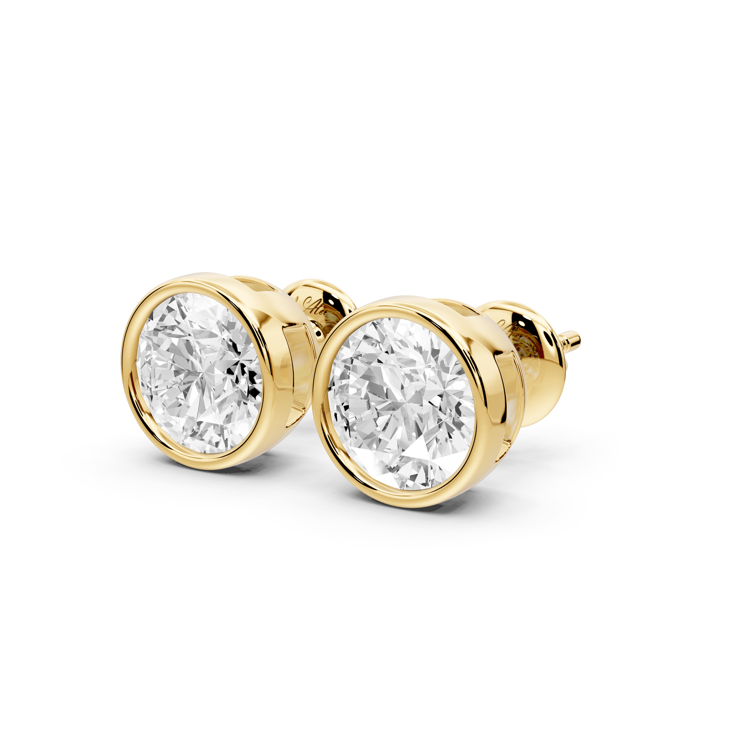 Noa - 3ct 14k yellow gold Round - Cut Diamond Stud Earrings - Mr. Alex Jewelry