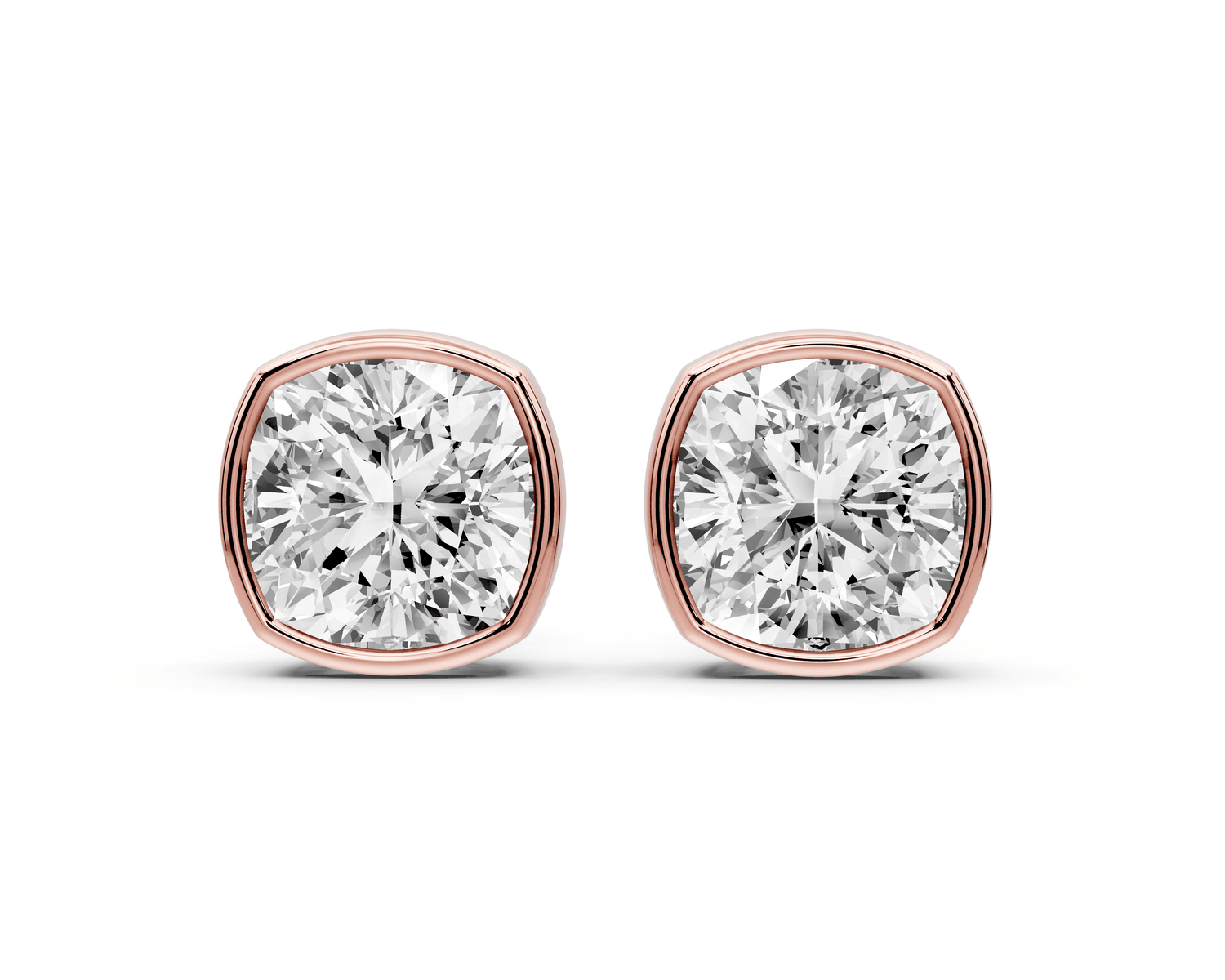 Noa - 4ct 14k rose gold Cushion - Cut Diamond Stud Earrings - Mr. Alex Jewelry