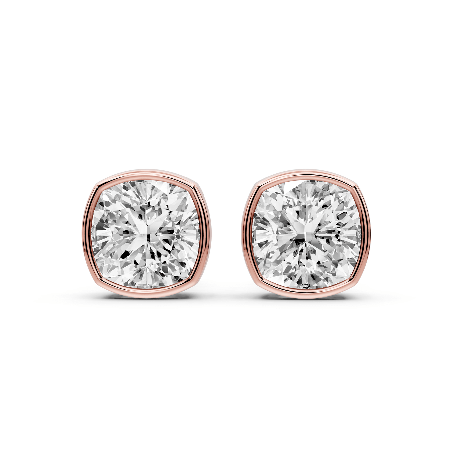 Noa - 4ct 14k rose gold Cushion - Cut Diamond Stud Earrings - Mr. Alex Jewelry