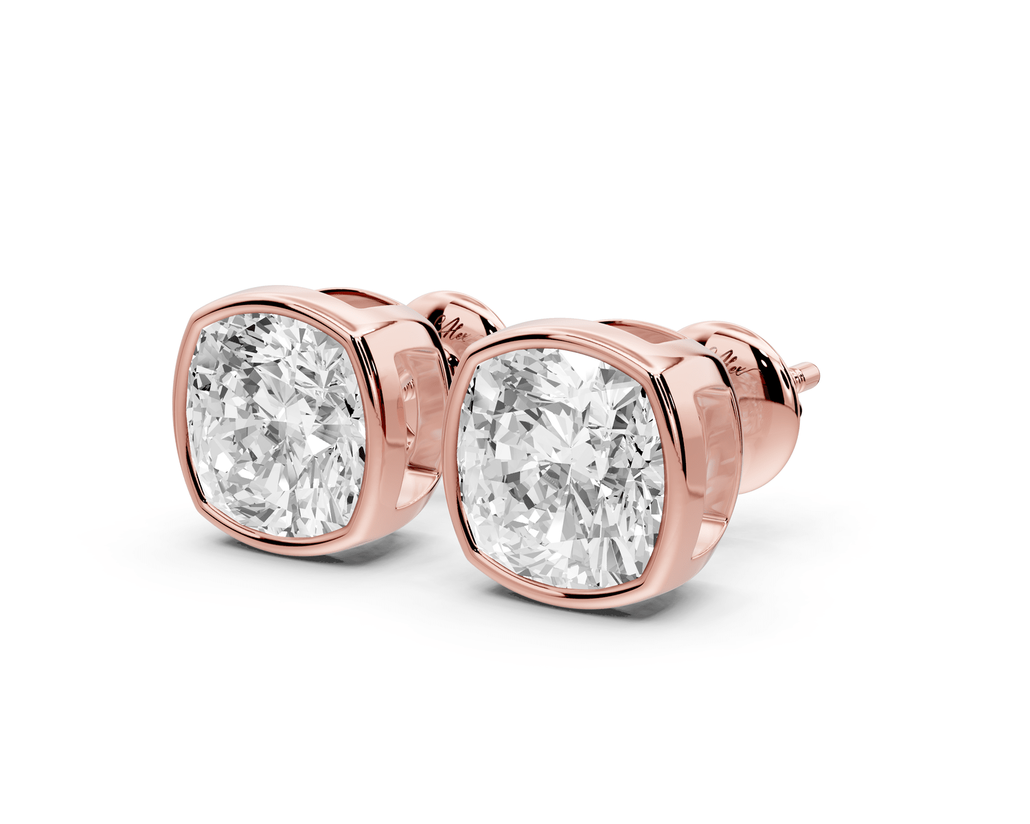 Noa - 4ct 14k rose gold Cushion - Cut Diamond Stud Earrings - Mr. Alex Jewelry