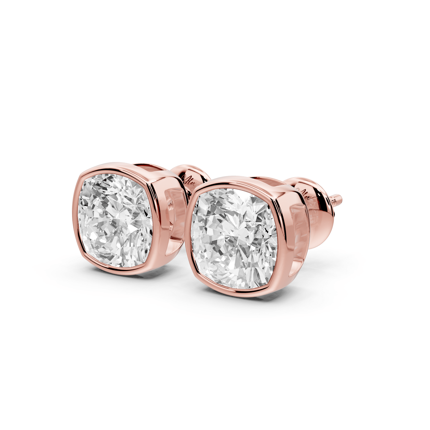 Noa - 4ct 14k rose gold Cushion - Cut Diamond Stud Earrings - Mr. Alex Jewelry