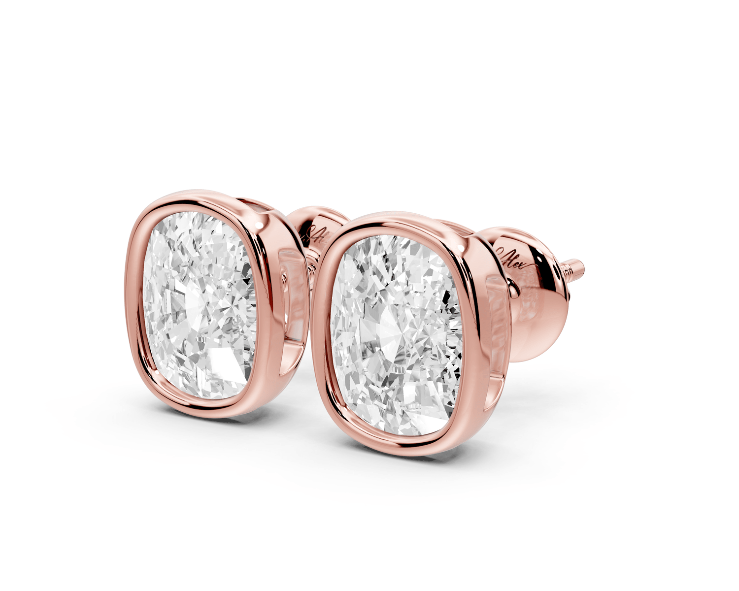Noa - 4ct 14k rose gold Elgcushion - Cut Diamond Stud Earrings - Mr. Alex Jewelry
