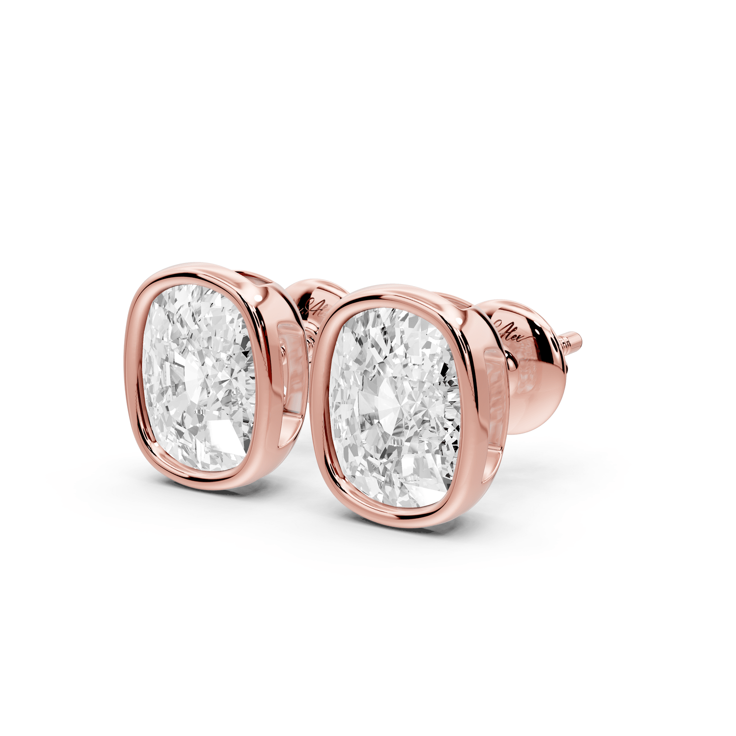 Noa - 4ct 14k rose gold Elgcushion - Cut Diamond Stud Earrings - Mr. Alex Jewelry