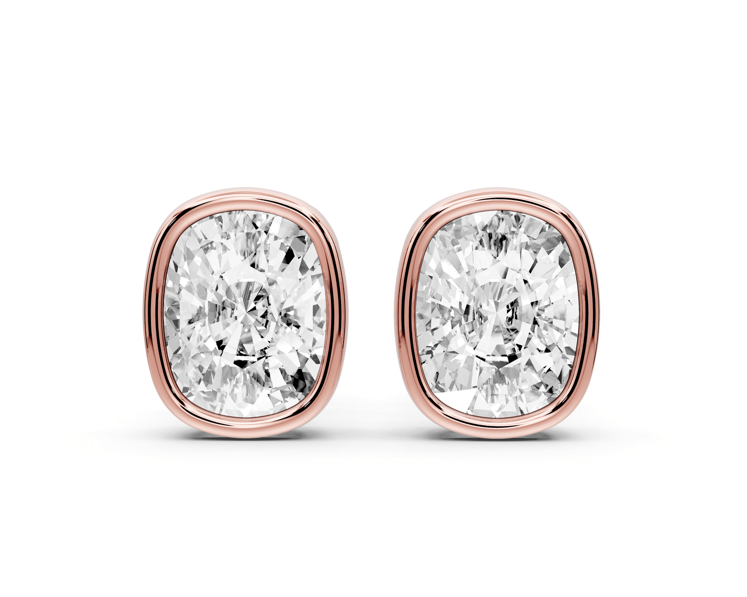 Noa - 4ct 14k rose gold Elgcushion - Cut Diamond Stud Earrings - Mr. Alex Jewelry