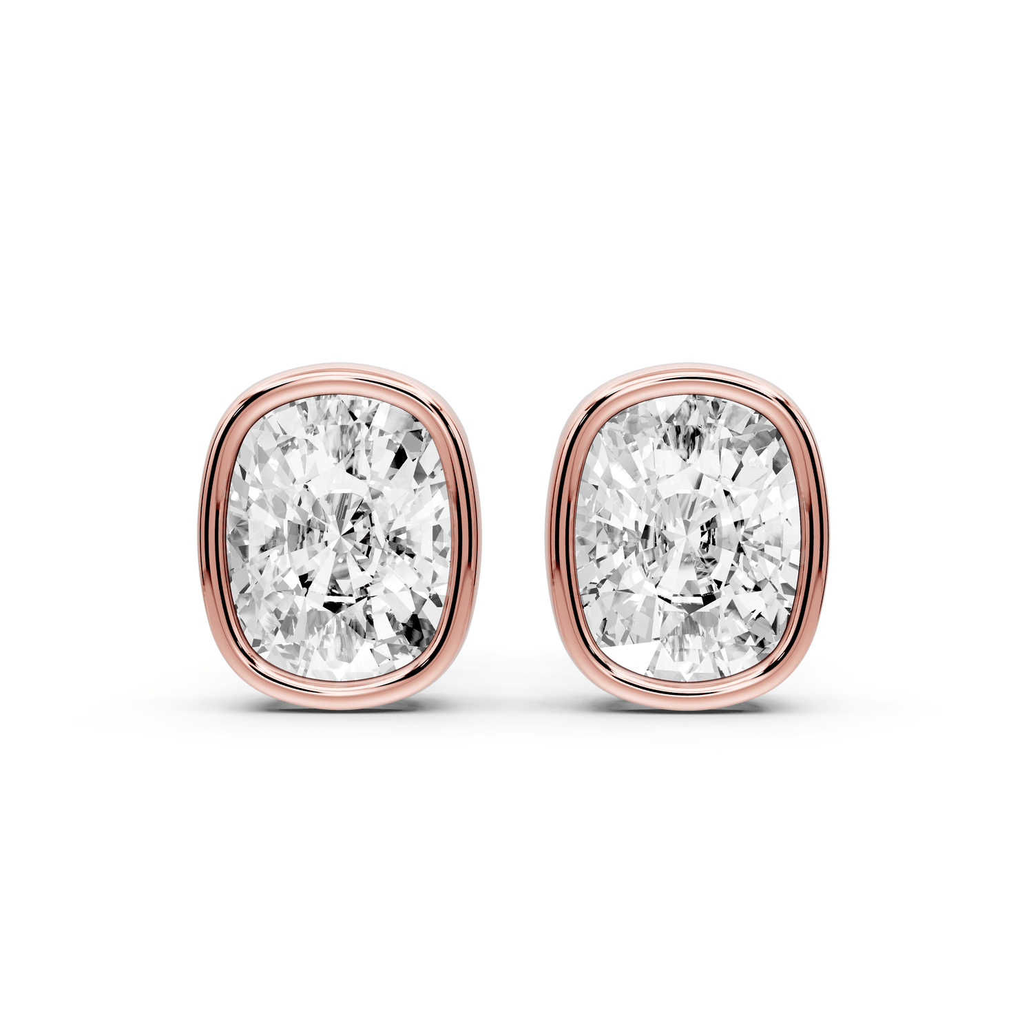 Noa - 4ct 14k rose gold Elgcushion - Cut Diamond Stud Earrings - Mr. Alex Jewelry