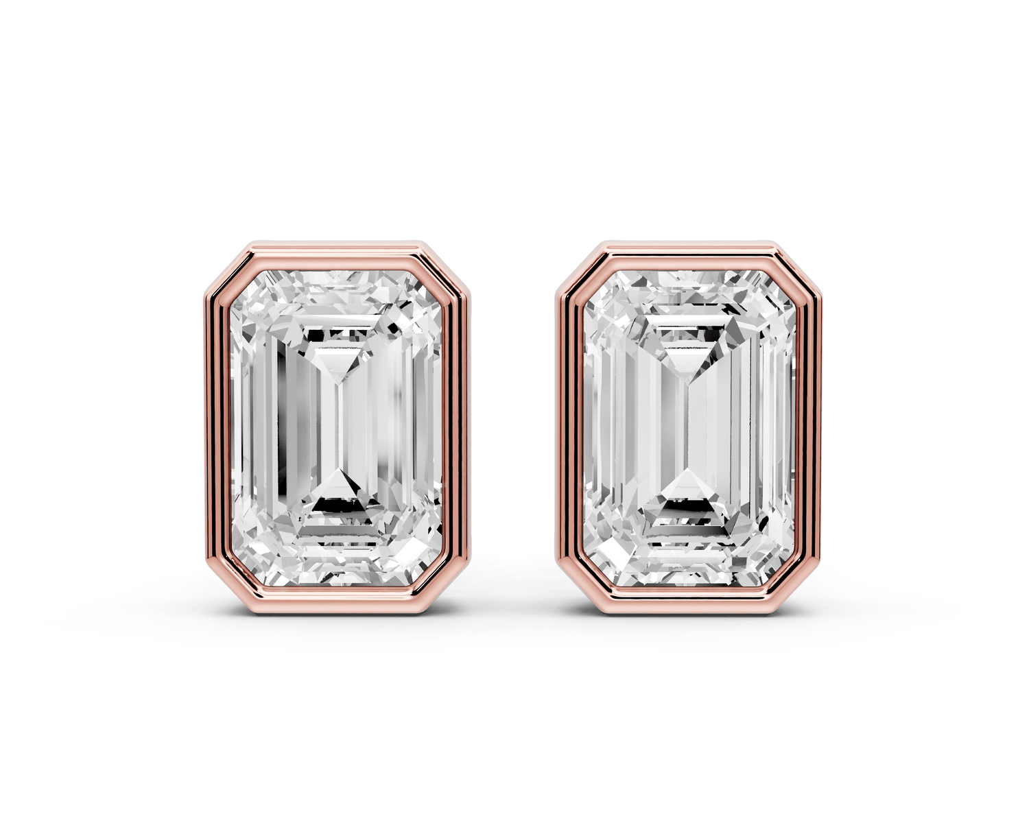 Noa - 4ct 14k rose gold Emerald - Cut Diamond Stud Earrings - Mr. Alex Jewelry