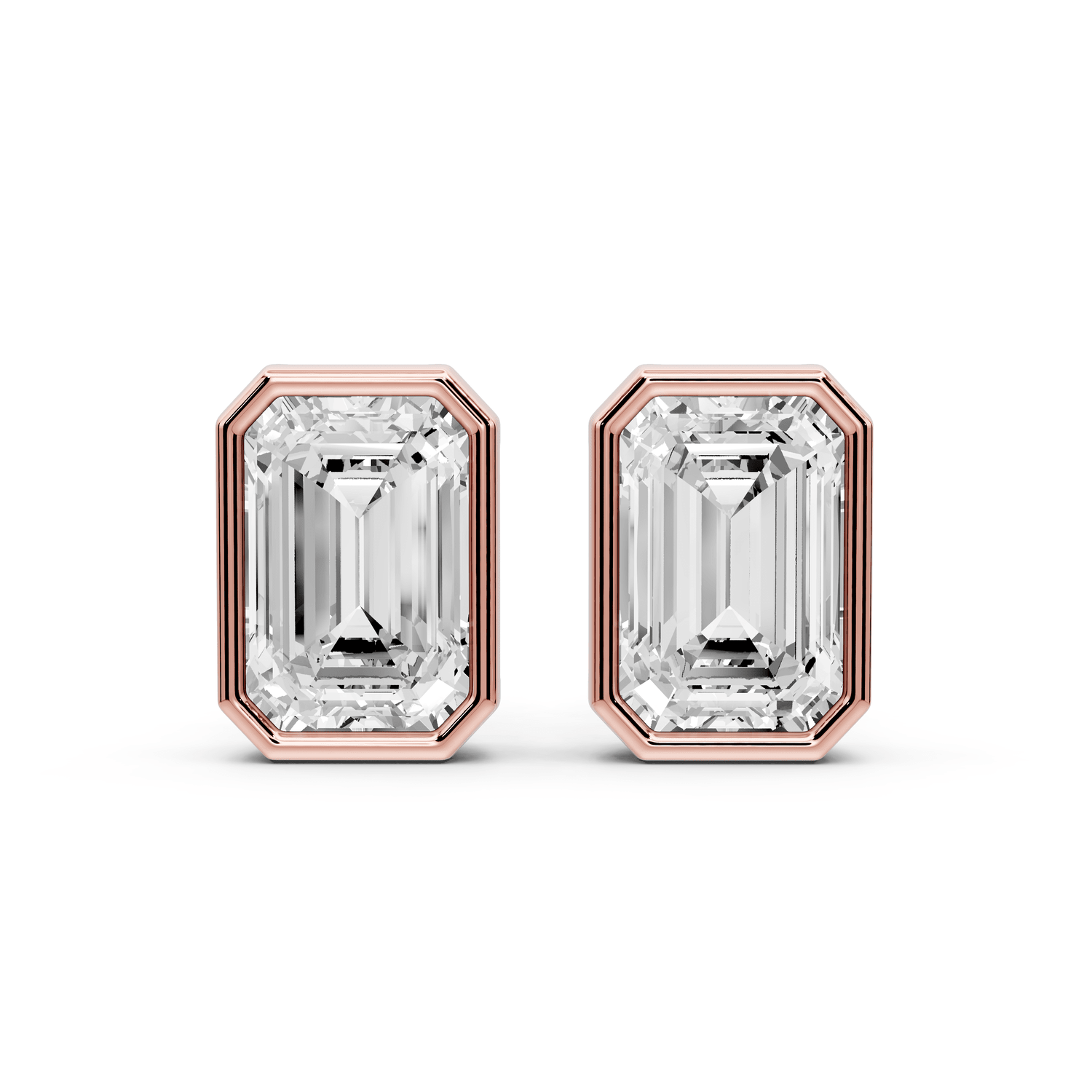 Noa - 4ct 14k rose gold Emerald - Cut Diamond Stud Earrings - Mr. Alex Jewelry