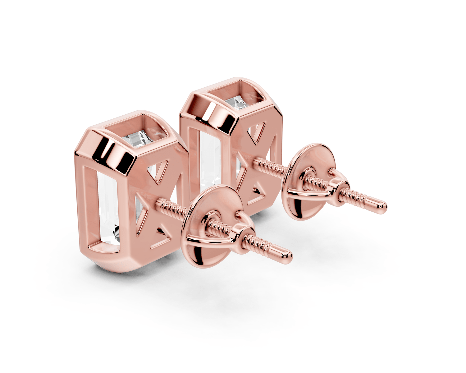 Noa - 4ct 14k rose gold Emerald - Cut Diamond Stud Earrings - Mr. Alex Jewelry