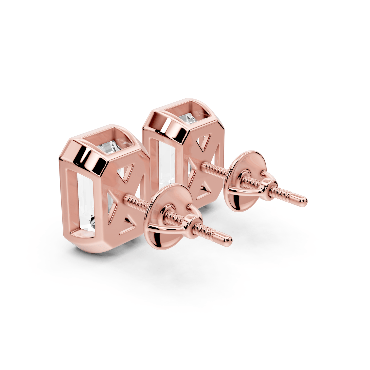 Noa - 4ct 14k rose gold Emerald - Cut Diamond Stud Earrings - Mr. Alex Jewelry
