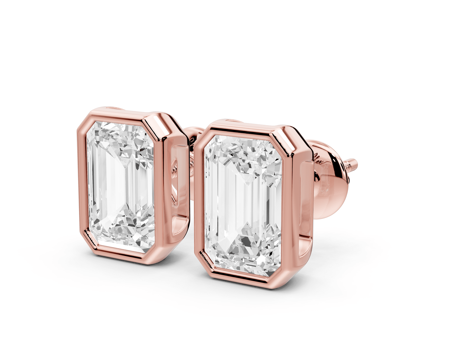 Noa - 4ct 14k rose gold Emerald - Cut Diamond Stud Earrings - Mr. Alex Jewelry