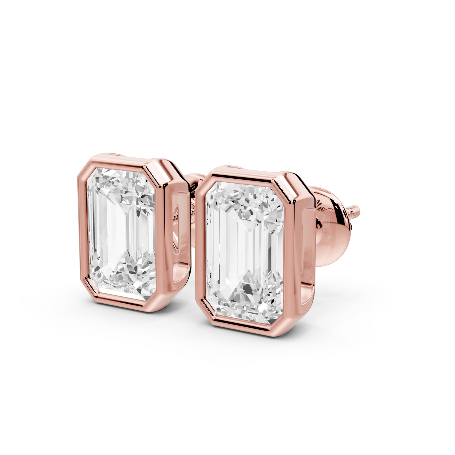 Noa - 4ct 14k rose gold Emerald - Cut Diamond Stud Earrings - Mr. Alex Jewelry