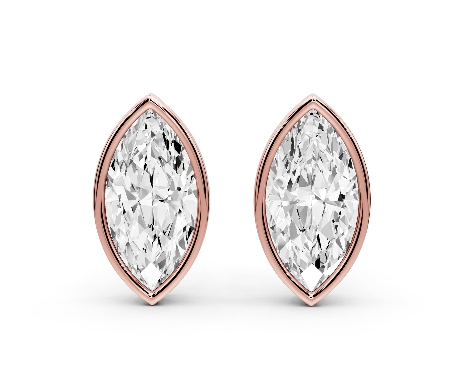 Noa - 4ct 14k rose gold Marquise - Cut Diamond Stud Earrings - Mr. Alex Jewelry