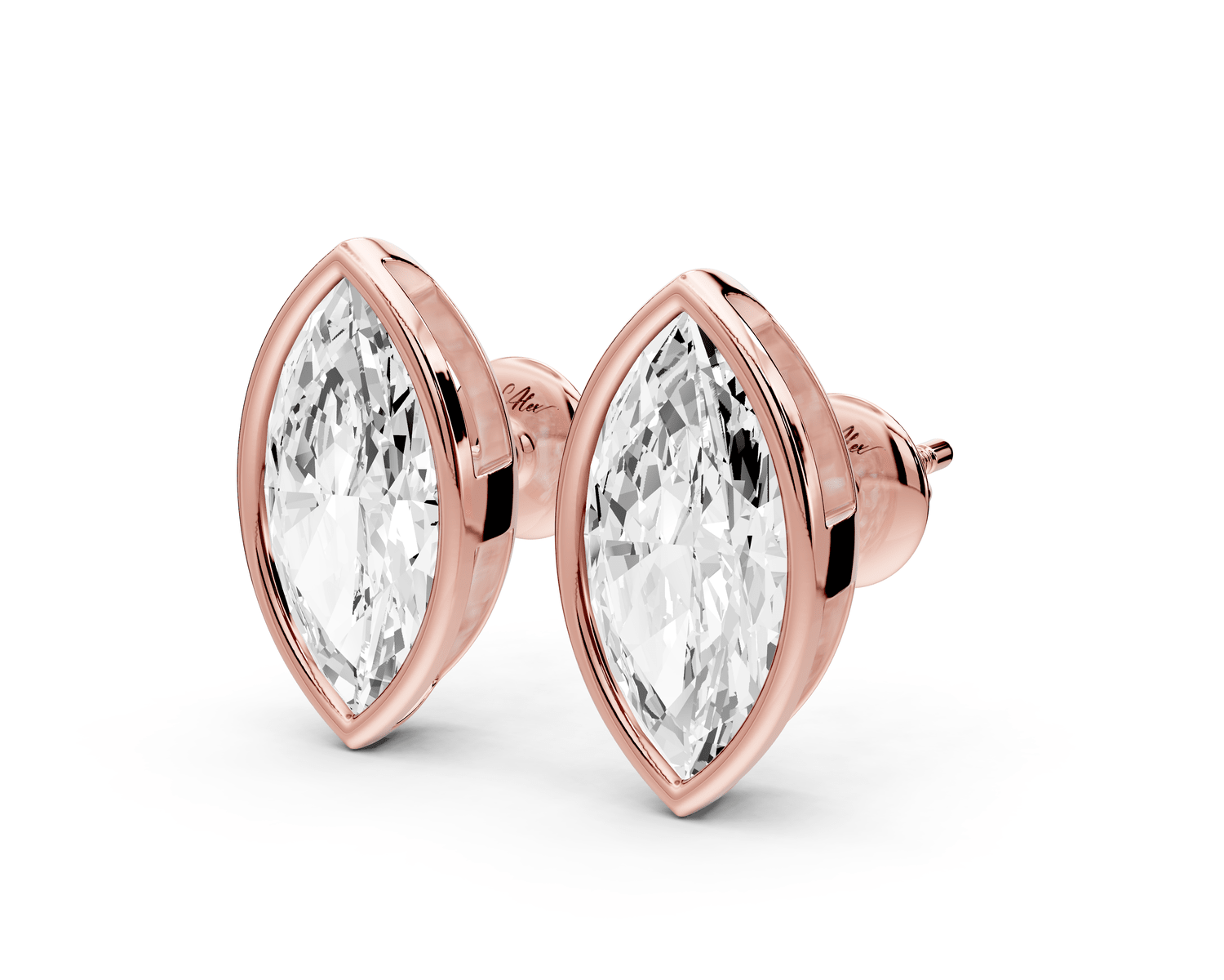 Noa - 4ct 14k rose gold Marquise - Cut Diamond Stud Earrings - Mr. Alex Jewelry
