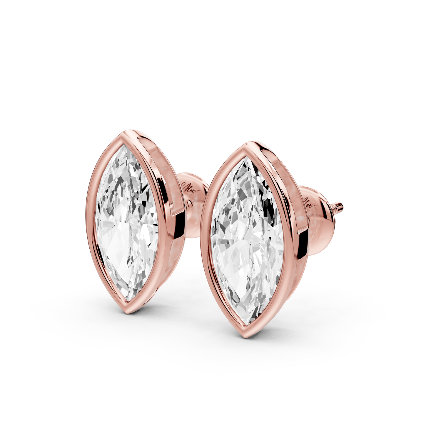 Noa - 4ct 14k rose gold Marquise - Cut Diamond Stud Earrings - Mr. Alex Jewelry