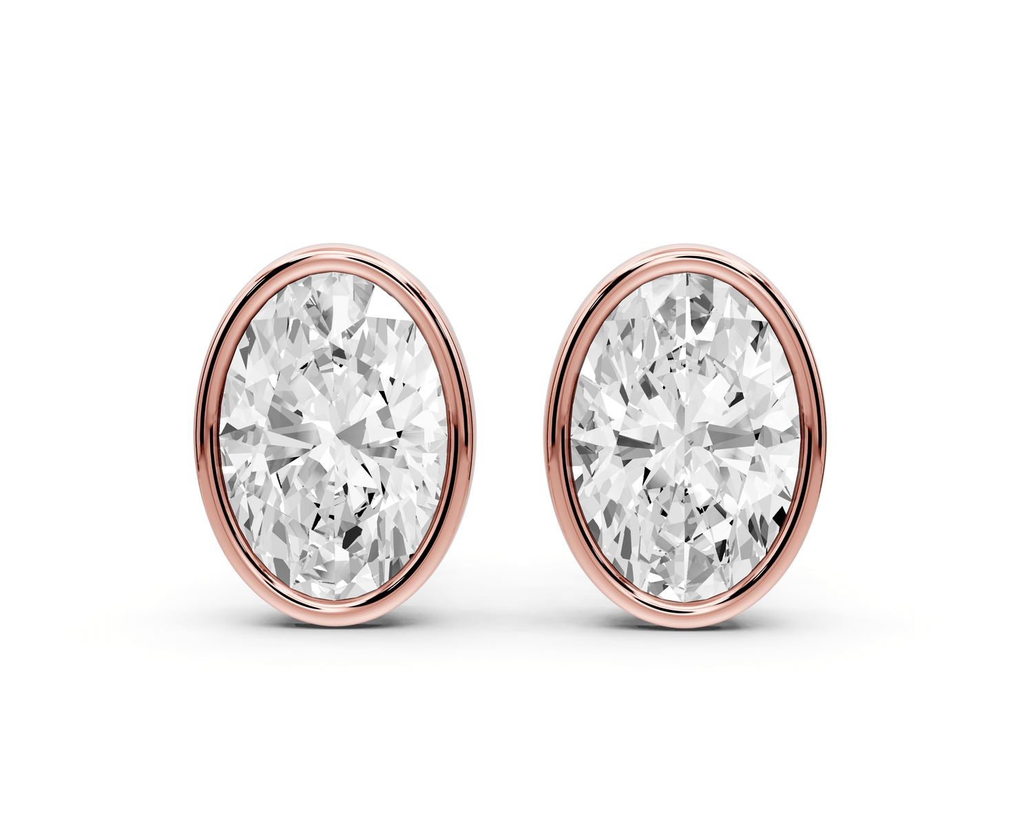 Noa - 4ct 14k rose gold Oval - Cut Diamond Stud Earrings - Mr. Alex Jewelry