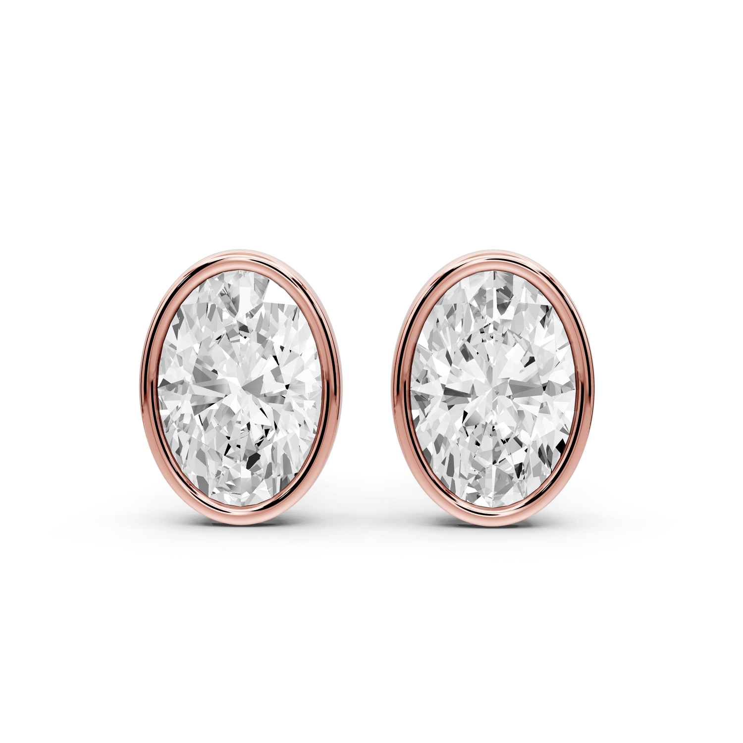 Noa - 4ct 14k rose gold Oval - Cut Diamond Stud Earrings - Mr. Alex Jewelry