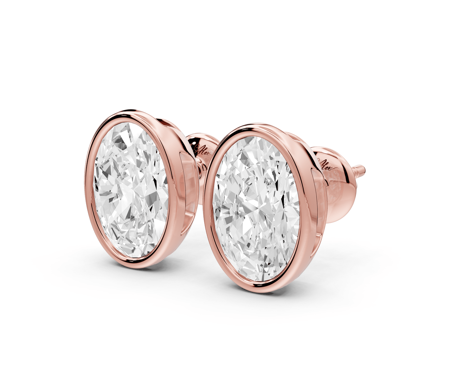 Noa - 4ct 14k rose gold Oval - Cut Diamond Stud Earrings - Mr. Alex Jewelry