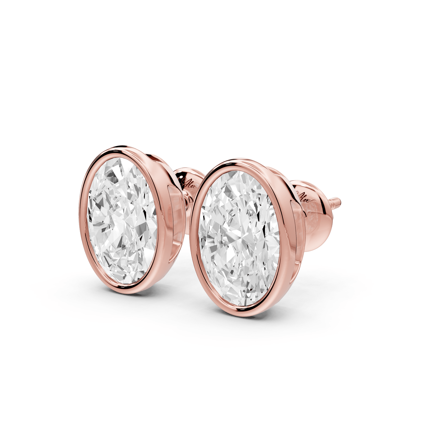 Noa - 4ct 14k rose gold Oval - Cut Diamond Stud Earrings - Mr. Alex Jewelry