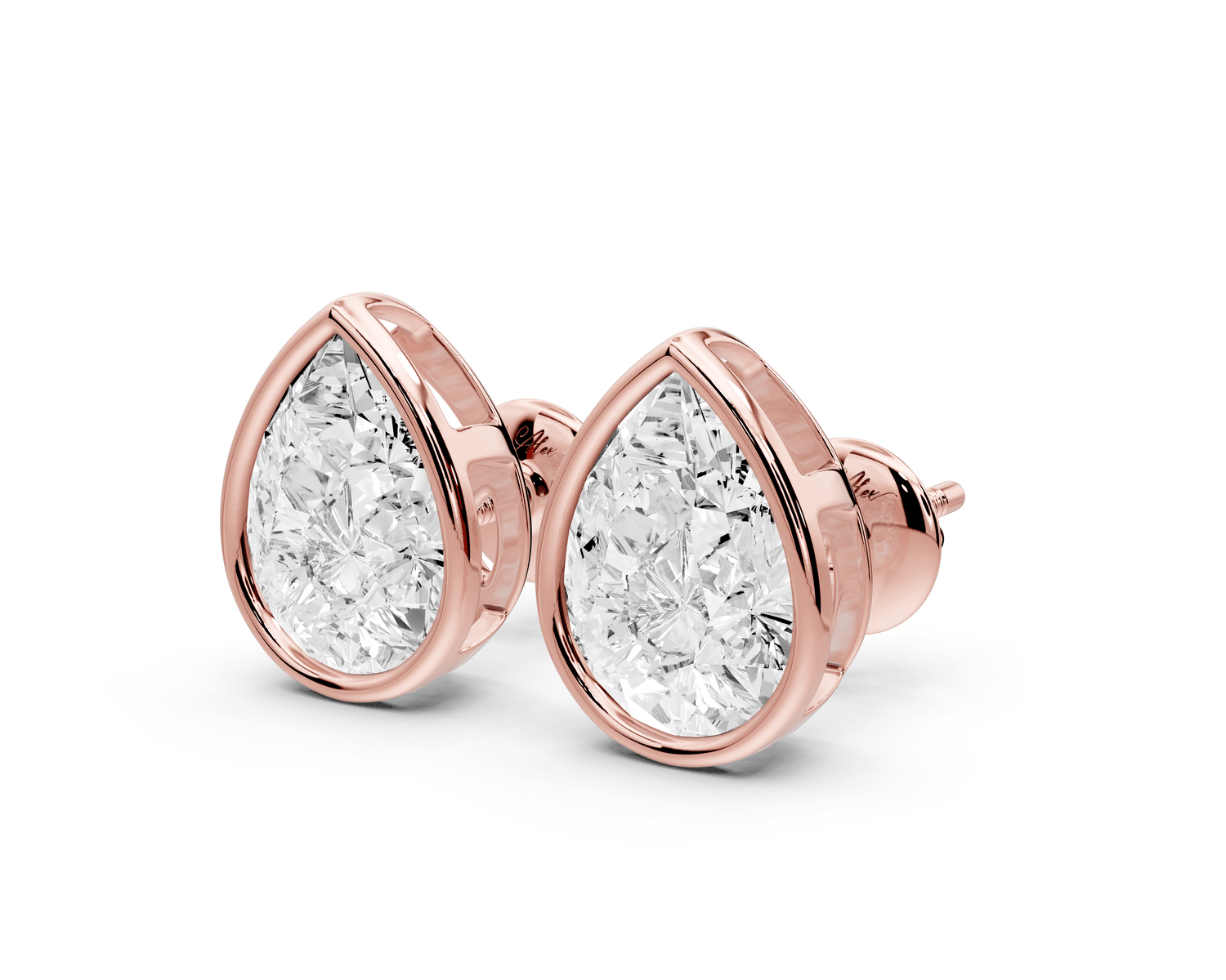 Noa - 4ct 14k rose gold Pear - Cut Diamond Stud Earrings - Mr. Alex Jewelry