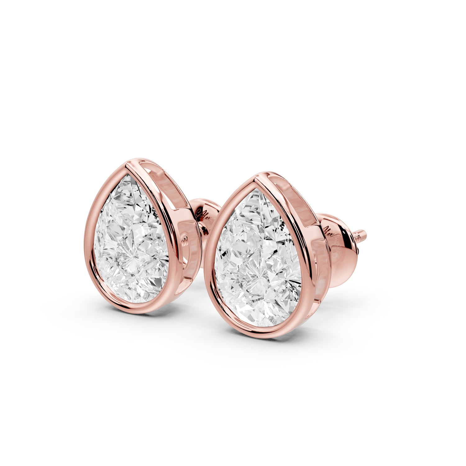 Noa - 4ct 14k rose gold Pear - Cut Diamond Stud Earrings - Mr. Alex Jewelry