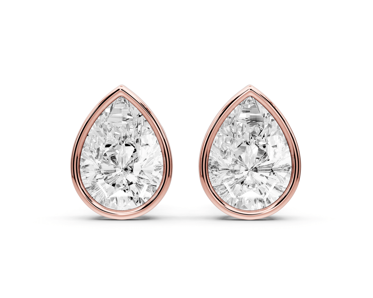 Noa - 4ct 14k rose gold Pear - Cut Diamond Stud Earrings - Mr. Alex Jewelry