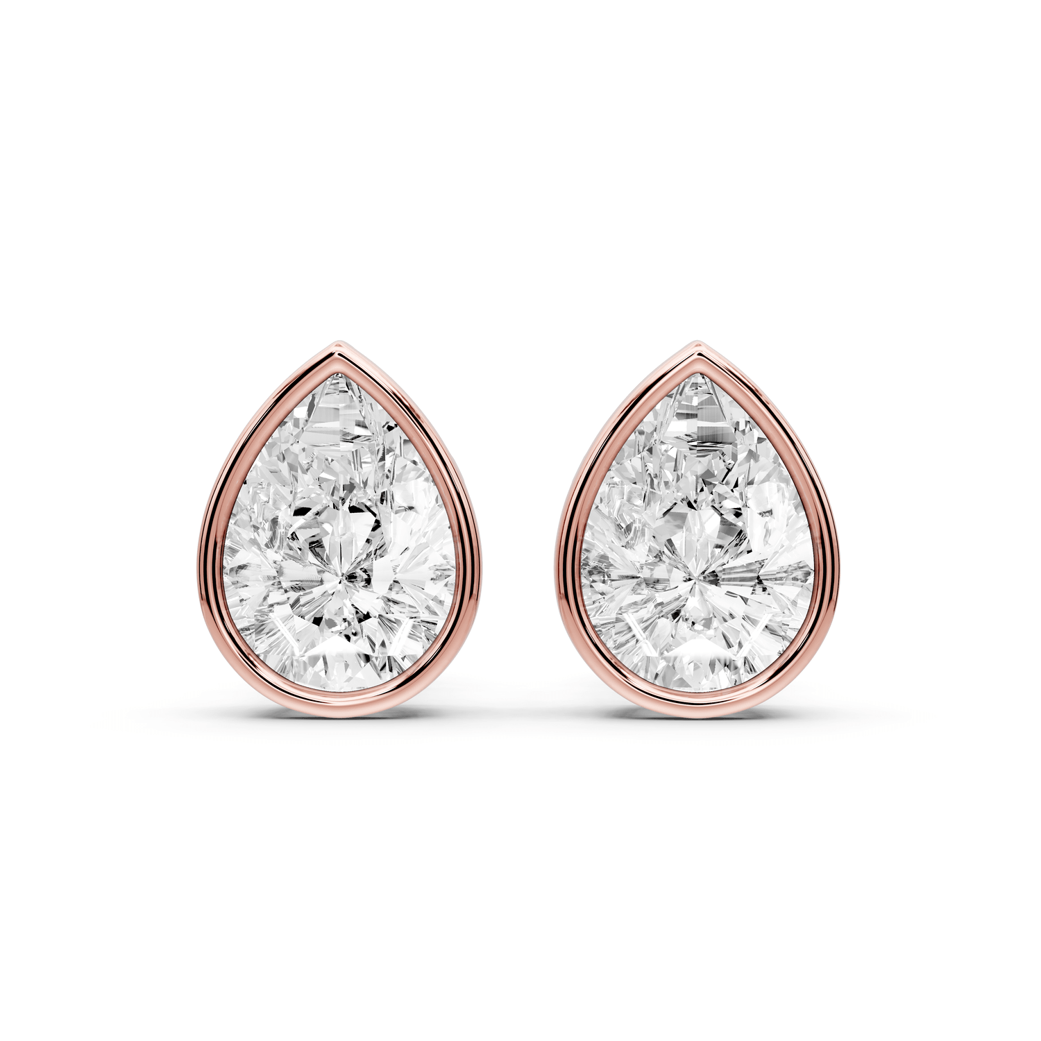 Noa - 4ct 14k rose gold Pear - Cut Diamond Stud Earrings - Mr. Alex Jewelry