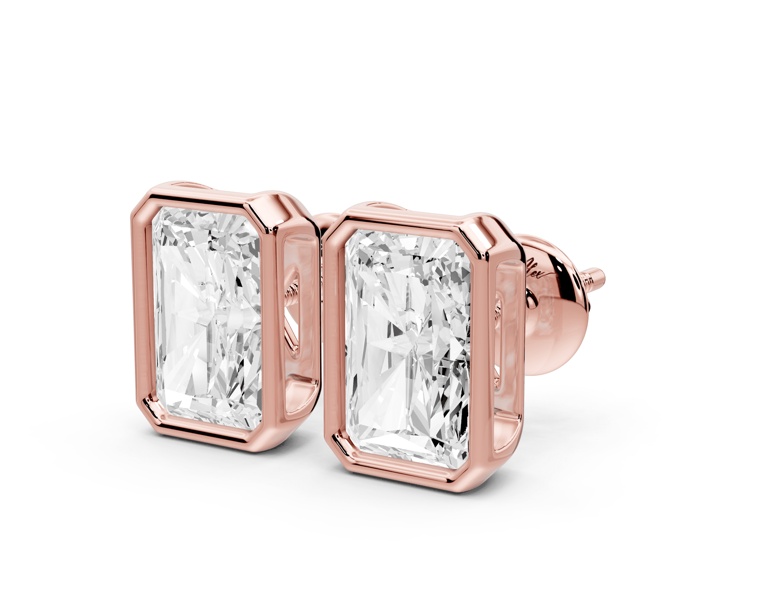 Noa - 4ct 14k rose gold Radiant - Cut Diamond Stud Earrings - Mr. Alex Jewelry