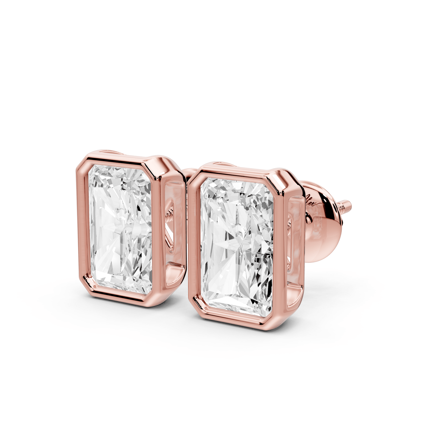 Noa - 4ct 14k rose gold Radiant - Cut Diamond Stud Earrings - Mr. Alex Jewelry