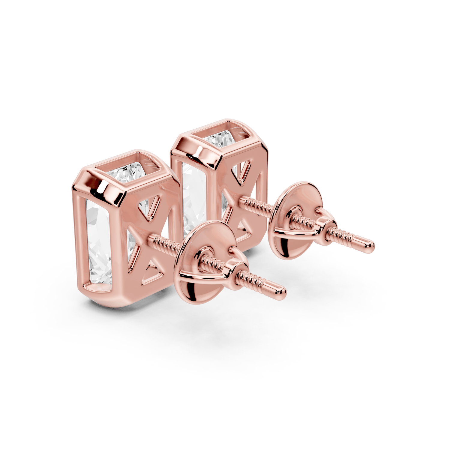 Noa - 4ct 14k rose gold Radiant - Cut Diamond Stud Earrings - Mr. Alex Jewelry