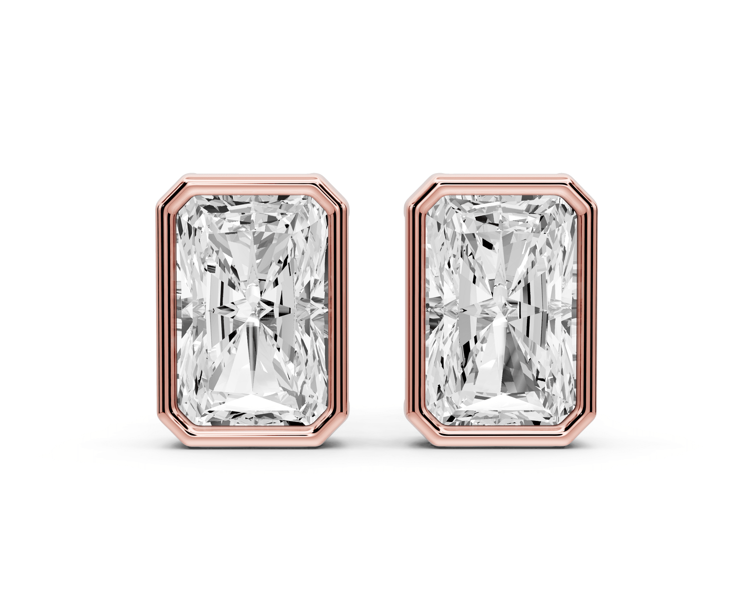 Noa - 4ct 14k rose gold Radiant - Cut Diamond Stud Earrings - Mr. Alex Jewelry