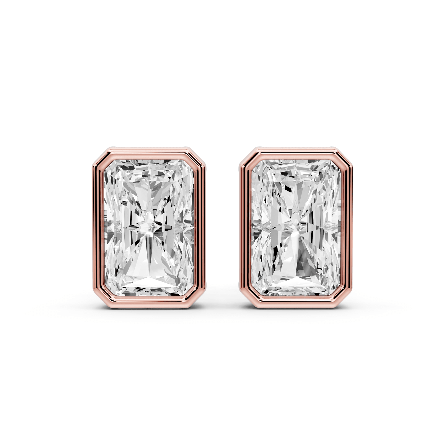 Noa - 4ct 14k rose gold Radiant - Cut Diamond Stud Earrings - Mr. Alex Jewelry