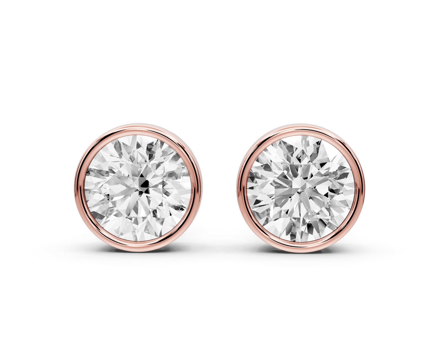 Noa - 4ct 14k rose gold Round - Cut Diamond Stud Earrings - Mr. Alex Jewelry