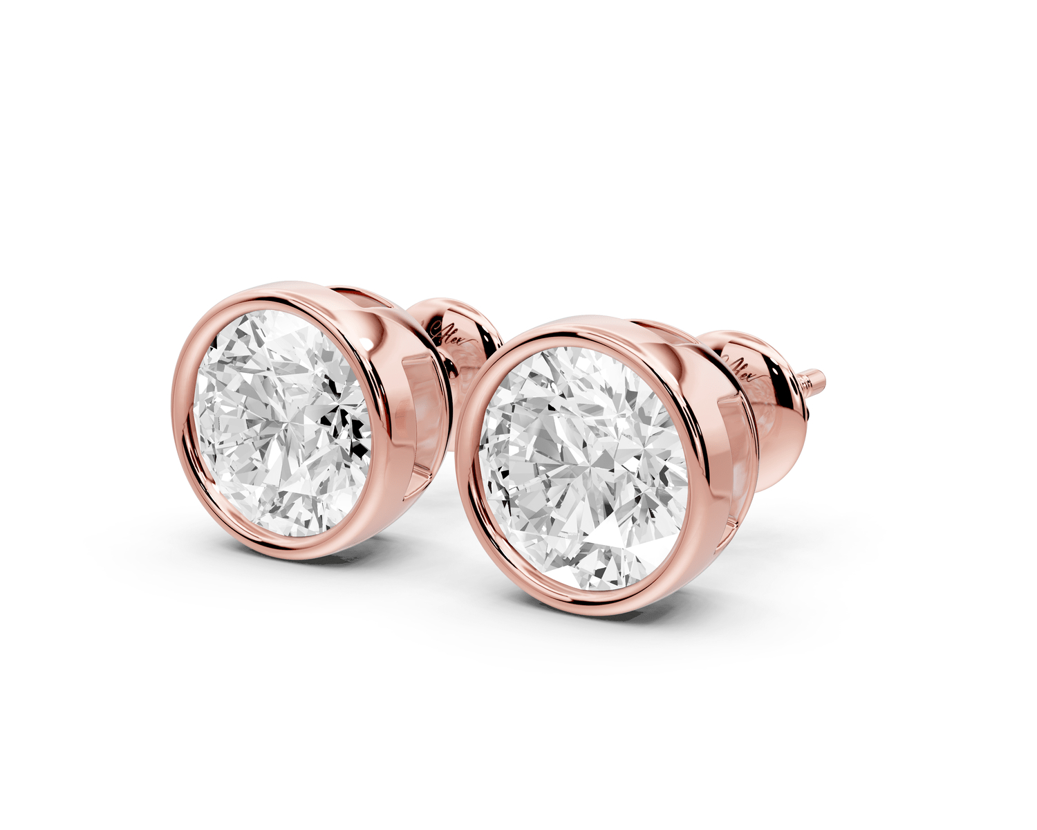 Noa - 4ct 14k rose gold Round - Cut Diamond Stud Earrings - Mr. Alex Jewelry