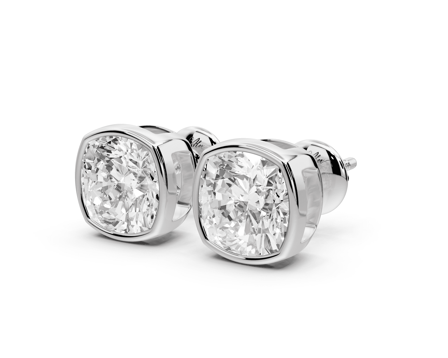 Noa - 4ct 14k white gold Cushion - Cut Diamond Stud Earrings - Mr. Alex Jewelry