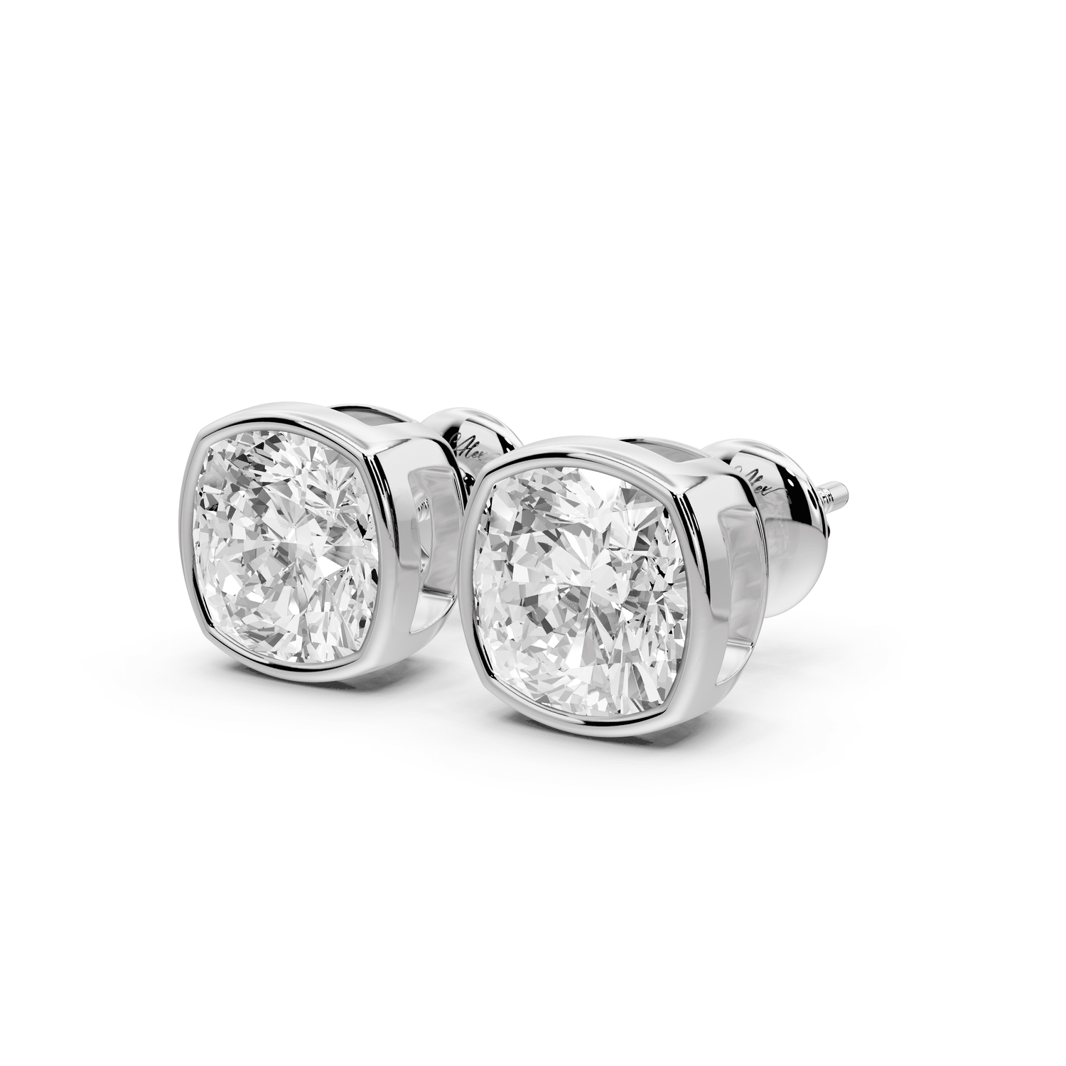 Noa - 4ct 14k white gold Cushion - Cut Diamond Stud Earrings - Mr. Alex Jewelry