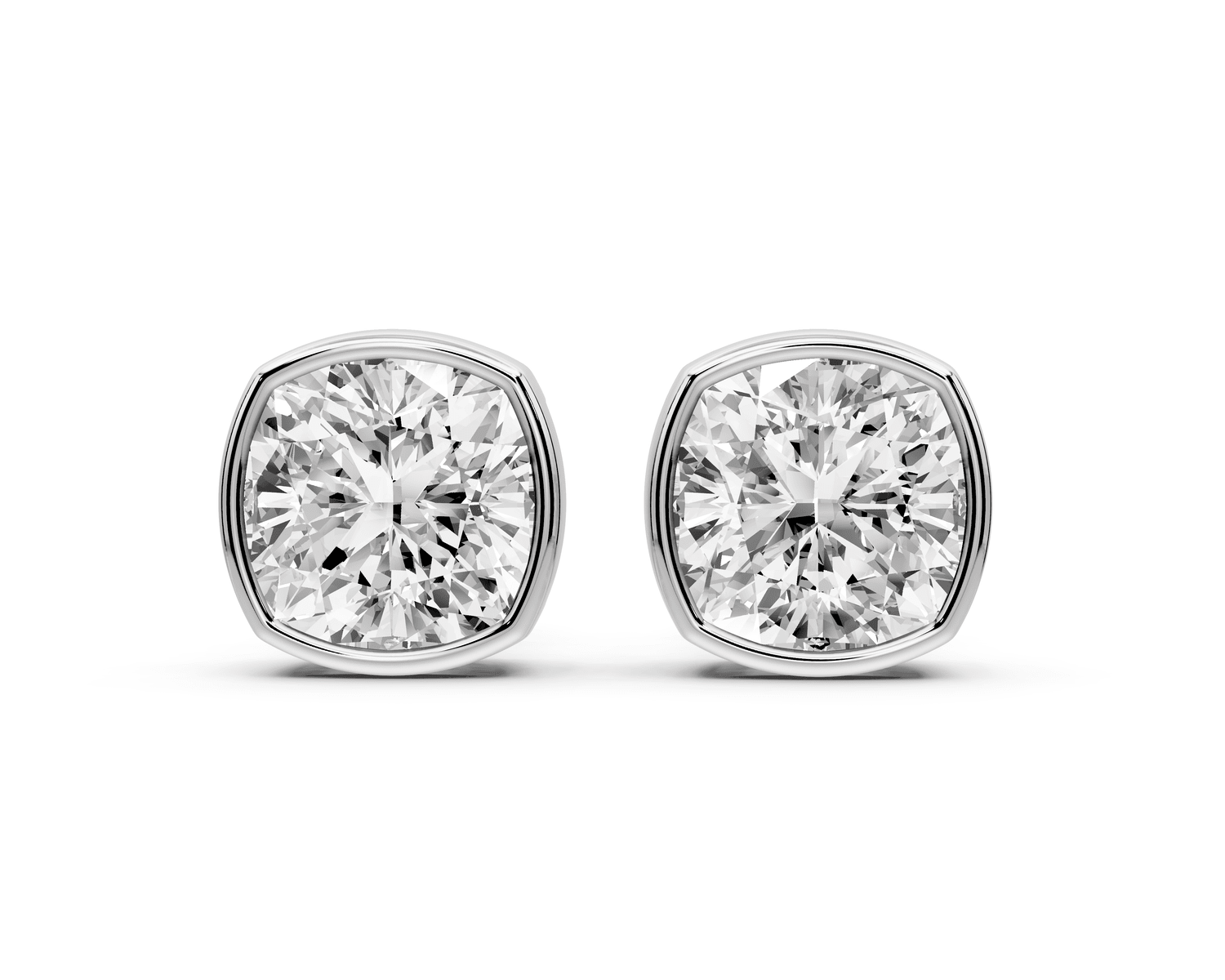Noa - 4ct 14k white gold Cushion - Cut Diamond Stud Earrings - Mr. Alex Jewelry