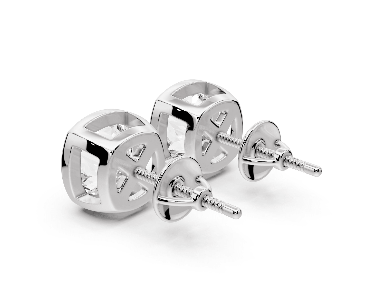 Noa - 4ct 14k white gold Cushion - Cut Diamond Stud Earrings - Mr. Alex Jewelry