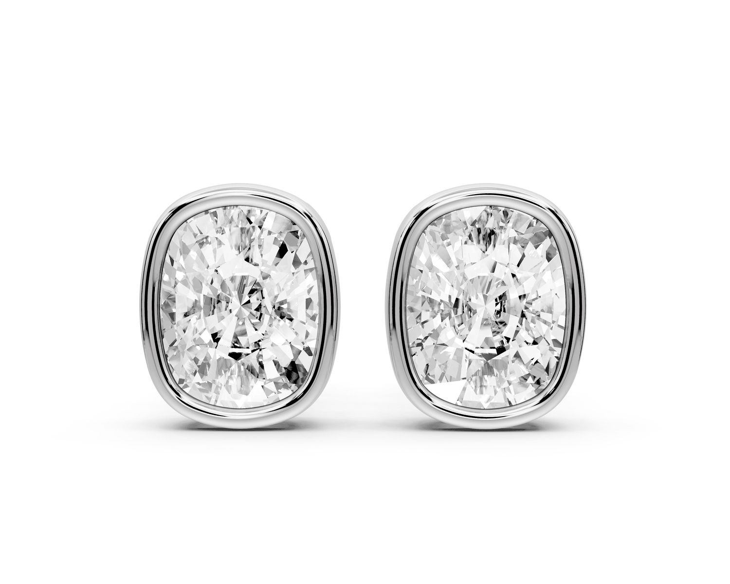 Noa - 4ct 14k white gold Elgcushion - Cut Diamond Stud Earrings - Mr. Alex Jewelry