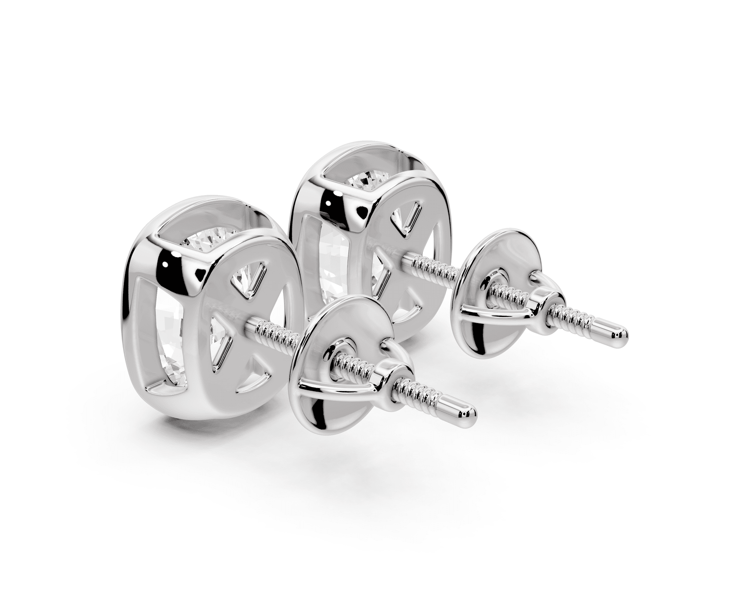 Noa - 4ct 14k white gold Elgcushion - Cut Diamond Stud Earrings - Mr. Alex Jewelry