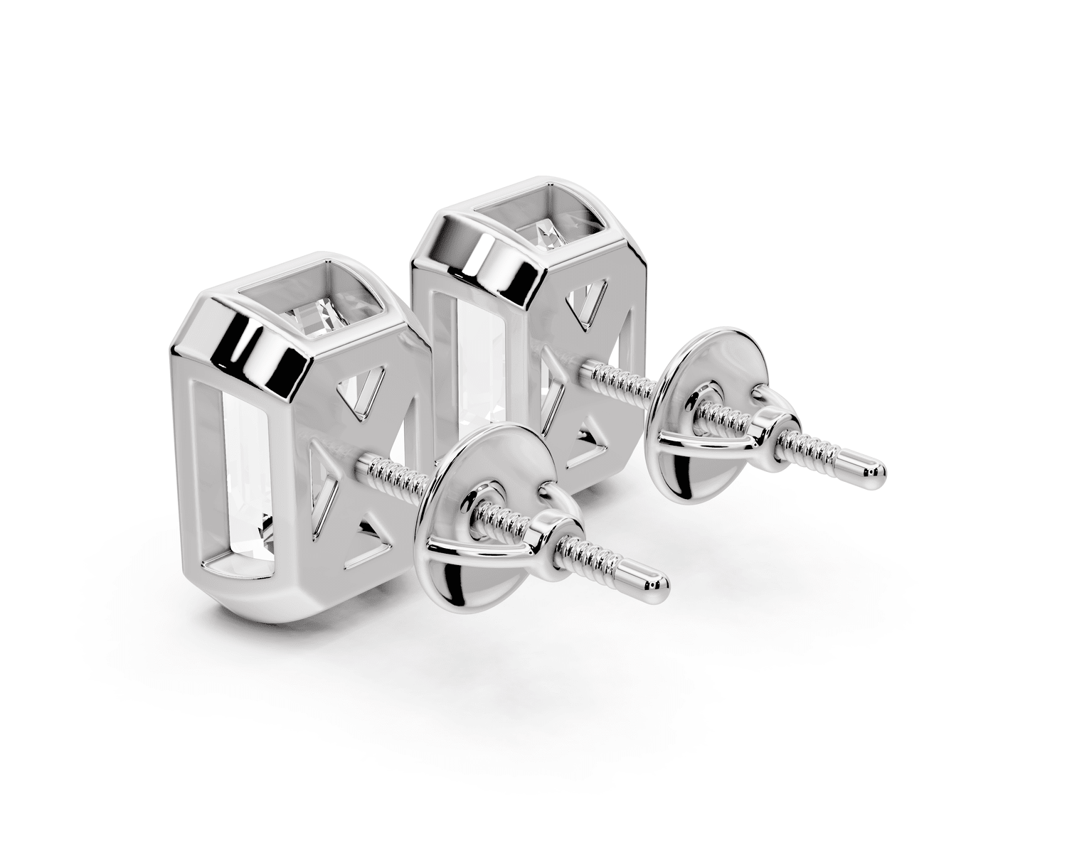 Noa - 4ct 14k white gold Emerald - Cut Diamond Stud Earrings - Mr. Alex Jewelry