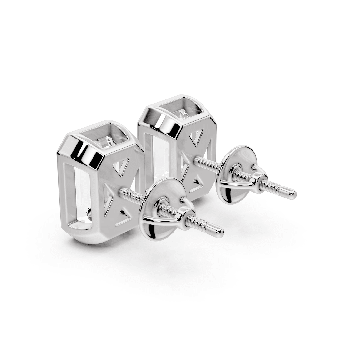 Noa - 4ct 14k white gold Emerald - Cut Diamond Stud Earrings - Mr. Alex Jewelry