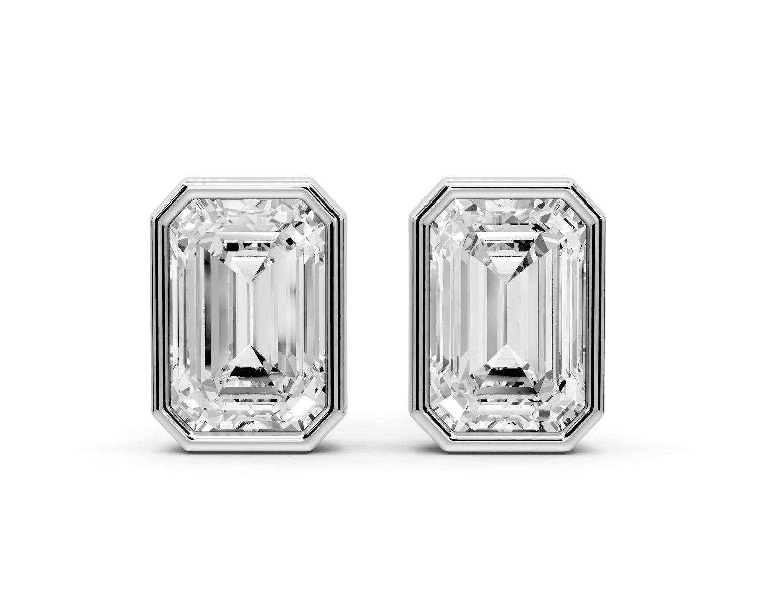 Noa - 4ct 14k white gold Emerald - Cut Diamond Stud Earrings - Mr. Alex Jewelry