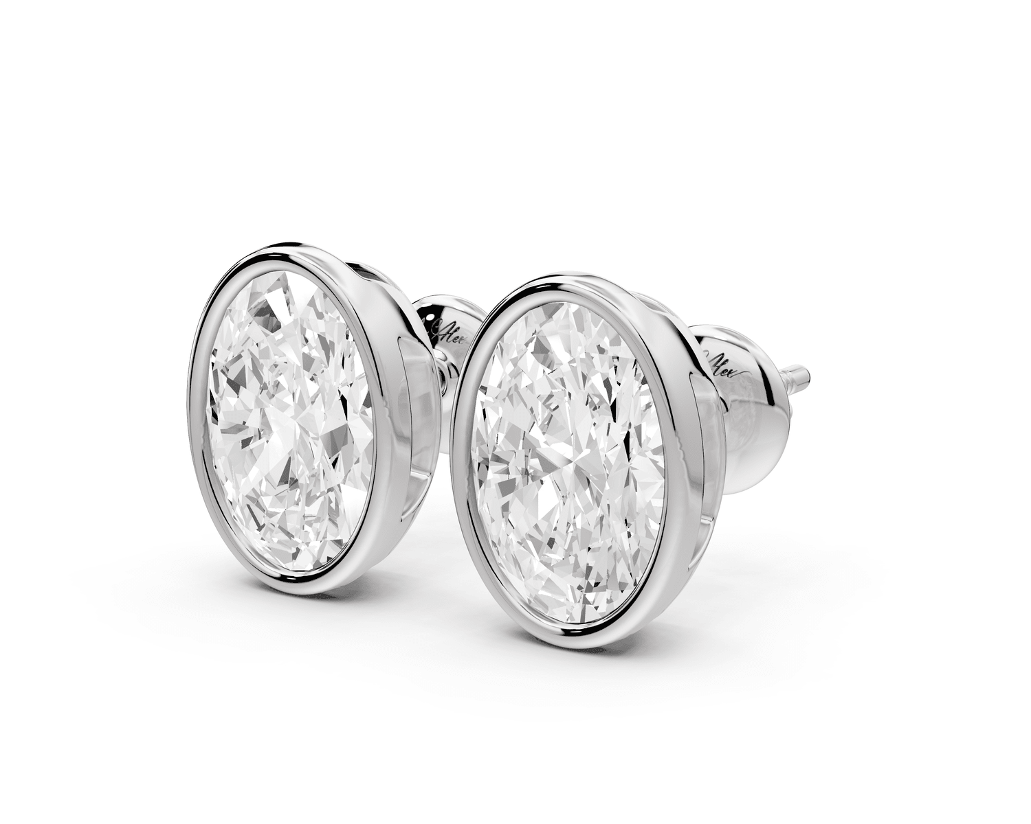 Noa - 4ct 14k white gold Oval - Cut Diamond Stud Earrings - Mr. Alex Jewelry